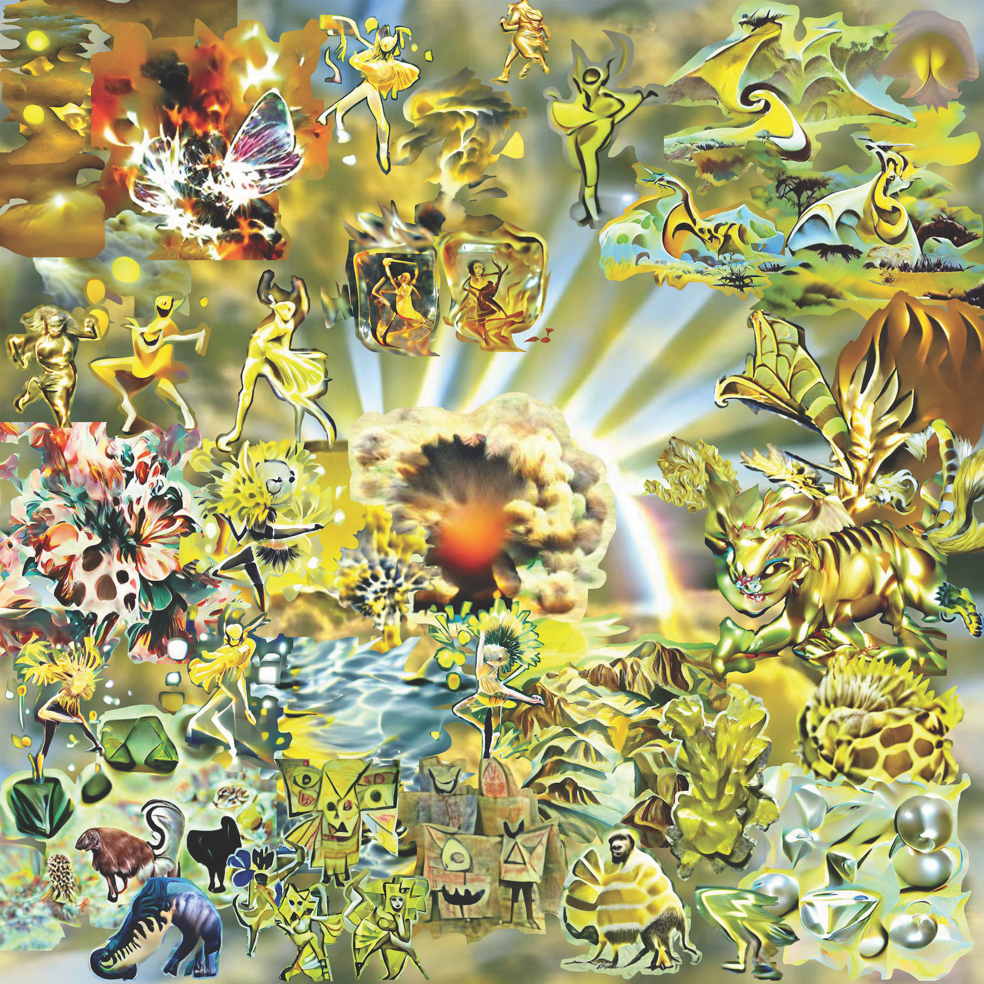 explosion in the middle of nowhere yellow gan collage